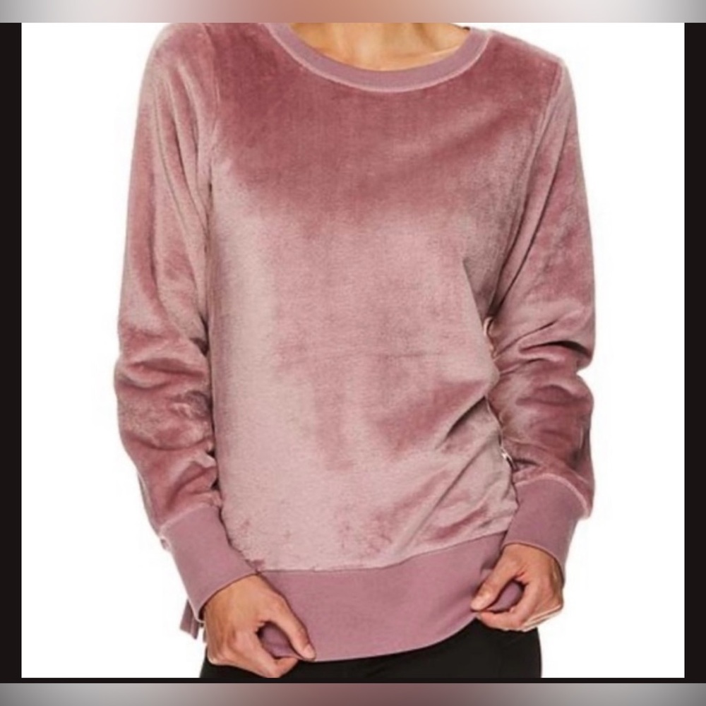 GAIAM Dusty Rose Cozy Luxe Fleece Crew Pullover